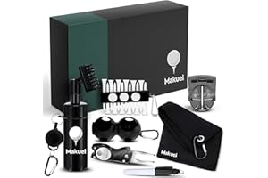 Makuei Accessoires de Golf idéaux pour Votre Sac de Golf - Brosse de Nettoyage de Club de Golf, Divot Tool, Serviette de Golf, Tees de Golf et Autres Accessoires de Golf - Le Cadeau de Golf idéal!