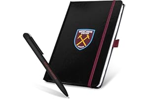 West Ham United F.C. Stationery Set with Notebook & Ballpoint Pen Stationery Supplies Work Office Xmas Gifts for Men