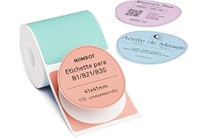 NIIMBOT Etiquetas Térmicas Adhesivas para NIIMBOT Etiquetadora B1,B21,B21 Pro y B3S (41 x 41 mm), 175 etiquetas, Impermeables y resistentes al aceite, para el hogar y Regalo DIY(Color)