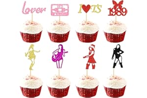 Blumomon 32Pcs Taylor Singer Cupcake Toppers，Popular Singer Birthday Party Decoration，Music Themed Party Fans Party Decoration