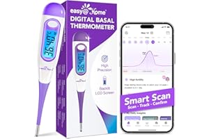 EASY@HOME Digital Basal Thermometer Ovulation with Backlight LCD Display, Premom APP(NOT Bluetooth), 1/100th Degree High Precision, Memory Recall, Ovulation Tracking, Charting & Natural Family Planning, Purple
