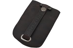 MYLEDERSHOP Cuero Estuches de Llave 1 Compartimento con un Llavero retráctil en marrón o coñac (Marrón)