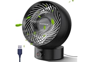SMARTDEVIL Ventilatore USB,Ventilatori da Tavolo Mini USB Ventilatore Silenzioso 180 Tipi di velocità del Vento, Portatile del può Regolare su e Giù 20°, per Scrivania/Casa/Viaggiare-Nero