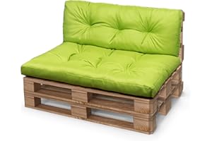 CLOUD PILLOW Palettenkissen 120 x 80 cm - Europaletten Sitzkissen set Outdoor - Wasserdicht Rückenkissen zum Garten - Perfekte Kissen für Palettenmöbel - Grüne Farbe - UV-beständiges Material mit OEKO-TEX