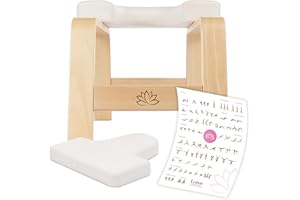 WOODPOWER Lotus - Silla de inversión con póster - Banco de cabeza para inversión y relajación, calidad premium, artesanía europea, 1 en todo el mundo, madera, blanco