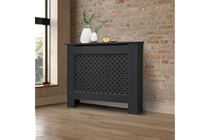 ECD Germany Cache-Radiateur en Motif Nid d'abeille 78x19x82 cm en MDF Anthracite Couverture Décorative Robuste Murale Meuble de Rangement Design Traditionnel Habillage pour Salon Chambre