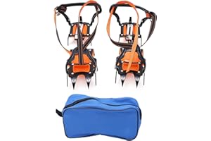 FOLANDA Crampones de Acero para Senderismo, Crampones de Hielo Profesionales de 12 Dientes, Botas de Nieve de Invierno, Tacos de Agarre de Hielo, Puntas de Tracción de Hielo Antideslizantes Universales