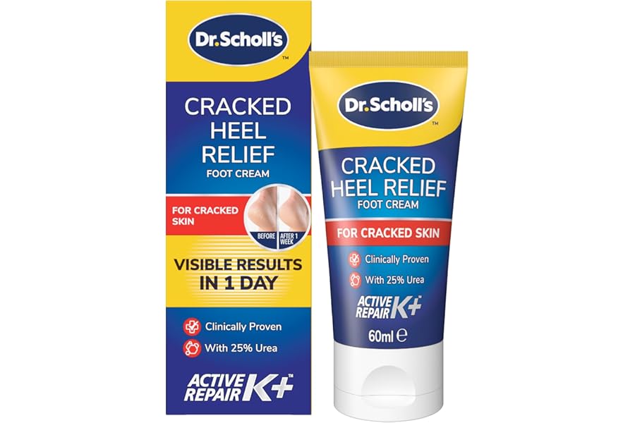 Dr. Scholl's Cracked Heel Complete Cream with Repair K+, 60ml - Moisturising Treatment Cream for Cracked Heels and Dry Skin with Keratin- 1 x 60 ml