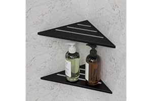 ‎WOMAMNY Womamny Eckregal Schwarz, Duschablage Ohne Bohren, 2 Stück Duschablage Ecke 35 X 25 cm, Verdickter Duschregal Schwarz aus Edelstahl, Wandregal Aufbewahrung Badezimmer Eckablage für Bad Küche