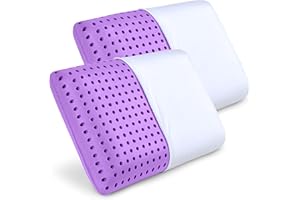 PharMeDoc Kühlendes Memory-Foam-Kissen, 2 Stück, belüftet, fliederfarben, Träumer Bettkissen, Nackenkissen, Bettkissen, Seitenschläferkissen