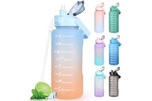 CODICILE Water Bottle 2L BPA Free Sport Drinks Jug with Time Marking & Lock Cover, Leak Proof 2 Liters Water Bottle with Portable Handle, Blue Water Canteen Bottle