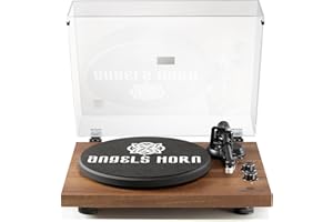 ANGELS HORN Platine Vinyle, Tourne Disque Bluetooth, Tourne Disque Vinyle avec Cartouche Magnétique AT-3600L à 2 Vitesses 33 + 45 TR/Min, Prise en Charge de la Sortie RCA