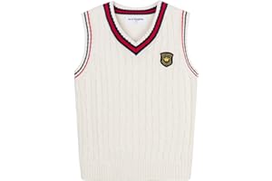 Mud Kingdom Boys Sweater Vests V-Neck Ribbed Knit Waistcoat Preppy Style Sleeveless Back to School Uniform Ages 3-12 Years