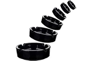 PLATINUX Posacenere in vetro, set da 6 pezzi, con portasigarette, in vetro, trasparente, posacenere per sigarette, impilabile, nero