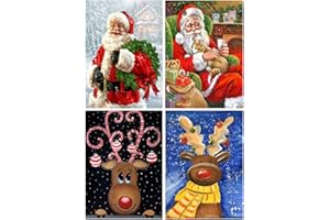 DCIDBEI 5D Diamant Painting Bilder Full 4 Packung 30x40 cm Diamond Painting Weihnachten Weihnachtsmann schneeman Stickbilder für Kinder Crystal Rhinestone Embroidery Diamant Malerei 5D Diamond Art