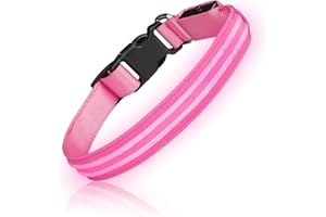 PCEOTLLAR Collar Luminoso Perro Recargable USB Collar LED para Perros Pequeño Mediano Grande Ajustable Collar Luz Perro y Impermeable 3 Modos de Iluminación para Perros