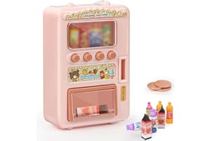 Watkings Mini Vending Machine, Mini Food Vending Machine Mini Verse Kitchen Dollhouse Toys Miniture Vending Machine for Kids(Pink)