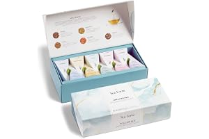Tea Forte Wellbeing Organic Wellness Tea, Petite Presentation Box, Sampler Gift Set With Assorted Variety Handcrafted Pyramid Infuser Bags - Herbal, Green, 10 Count (Pack of 1)