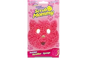 Scrub Daddy Scrub Mommy, Spugnetta per i piatti in edizione speciale con gatto, antigraffio, multiuso, senza BPA, in schiuma polimerica, resistente a macchie, muffa e odori, per cucina (1 pz)