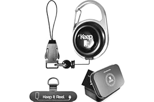 Keep It Reel Set Completo: Cordino Retrattile per Smartphone con Fibbia Clip e Adattatore in Acciaio – Portafoglio, Chiavi e Porta Documenti | Edizione Nera – Accessorio per la Protezione del Telefono