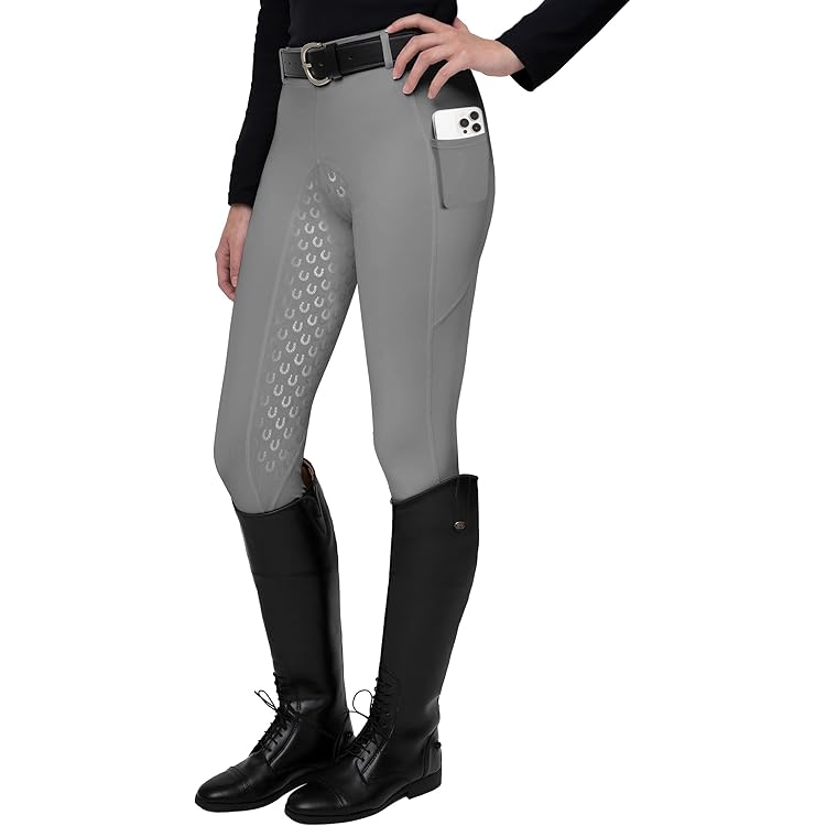baleaf Dames Paardrijden Leggings Fleece Gevoerde Jodhpurs Equestrian Silicon Full Seat Rijbroek Panty met Zakken, Paars, XXL