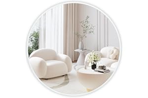 ‎DRIPEX Dripex Rund Wandspiegel 60cm mit Aluminiumrahmen,dekorativer HD Wandspiegel Schminkspiegel für Badzimmer/Ankleidezimmer/Wohnzimmer,unbrechbarer Spiegel (Weiß)