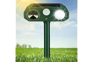 YRHWS Ultrasonic Cat Repellent, Cat Deterrents Solar & USB Powered Animal Repeller with PIR Motion Sensor & Flashing Light, 3 Modes Waterproof Wild Animal Scarer Repellent for Cats, Dogs, Fox, Bird