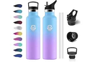 KOLLYKOLLA Bottiglia Termica 750ml, Borraccia in Acciaio Inossidabile con Cannuccia e Filtro, Termos a Doppia Parete, Riutilizzabile, senza BPA, Borracce per Sport, Palestra, Yoga, Viaggio, Campeggio, Uffici