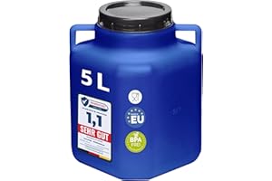 Garronda 5 Liter BPA-freies quadratisches Fass und Futtertonne Weithalsfass Wassertank und Behälter mit Deckel für Sauerkraut sowie Surfass Pökelfass für Fleisch GD-0088, Blau