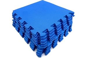 MaTvize Eva Foam Baby Play Mat – 24Pcs (29x29cm) 8mm Thick Soft Blue & Yellow Interlocking Floor Tiles, Waterproof, Non-Slip, Safe & Comfortable Matting for Kids Child (Blue+Yellow, 24 Pack)