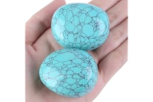 SAHOOTTIE Turquoise Crystal 1.6-1.8" Turquoise Gemstones Turquoise Healing Crystal Turquoise Polished Gemstone Tumbled Stone Turquoise Pocket Stone for Crystal Lovers Beginners Collectors 1pc