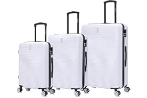 CELIMS - Set Maletas Rígidas 3 Piezas | Maleta Cabina + Maleta Mediana + Maleta Grande | 55 x 35 x 22 cm + 65cm + 75cm | Juego de 3 Maletas | Blanco