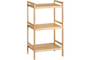 SONGMICS Scaffale Portaoggetti in bambù, Organizzatore a 3 Livelli per Bagno, Cucina, Camera da Letto, 45 x 31,5 x 80 cm, Naturale BCB073N01