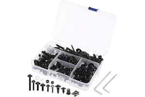 F FIERCE CYCLE 195pcs Universal Motorcycle Fairing Body Bolts Fastener Clips Screws Nuts Black for Kawasaki for Suzuki for Honda for Yamaha for BMW