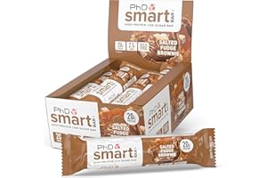 PhD Smart Bar-High Protein Low Sugar Bar, Salted Fudge Brownie, 64 g, Pack of 12