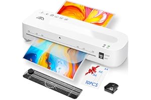 MAXDONE Plastificatrice A4 con 10 Fogli e di laminazione, Plastificatrice a Caldo/Freddo, Plastificatrici A4 80–125 Mic, Pronta in 90s Sistema Doppio Rullo Anti-Inceppamento, per Scuola e Casa (Bianco)