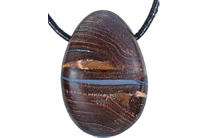 Lebensquelle Plus Boulder Opal Tropfenanhänger | Gebohrter Trommelstein Anhänger mit Baumwollband | hochwertiger Edelsteinanhänger