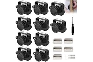 AISNY 10 Pièces Serrures de Camping Car, Bouton Poussoir en Métal Serrure de Porte Serrures de Meuble Serrure à Bouton Fixation de Porte pour Camping Car Caravane Yacht, Noir