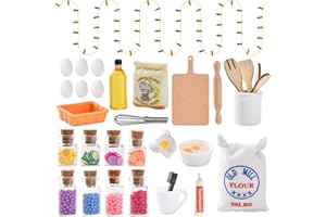 DAOUZL Accesorios para Casa De Muñecas,32 PCS Decoración De Casa De Muñecas,1:12 Mini Utensilios de Cocina,Cocina en Miniatura Set,Decoración de casa de muñecas,Miniatura Accesorios de Casa de Muñecas