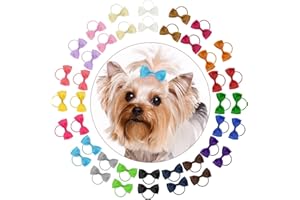PSYQTSUARY 40PCS Cute Puppy Dog Small Bowknot Hair Bows with Rubber Band, Handmade Hair Accessories Pet Grooming Tiny Bowknot Hair Bows for Cat Puppy Party Birthday, Mix Colors Puppy Yorkie Dog Hair Bow