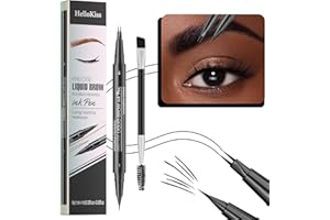 GLAUSTALOS Lápiz de Cejas Mágico, Delineador de ojos y lápiz de cejas 2 en 1 con 2 puntas de micro horquilla, Lápiz de Cejas Microblading para Crear Cejas Naturales (#5 Negro)