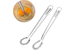 HAQATR 2Pcs Small Whisk,Hand Whisk Manual Stainless,Spring Coil Wire Whisk Blender, Mini Whisk for Milk Cream Sauce Honey Coffee Cooking Kitchen Baking Beating(8x1.3inch)