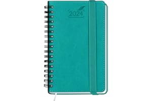 BEZEND Taschenkalender 2024 Klein Ringbuch PU-Leder Softcover [Türkis] Terminplaner 2024 Wochenkalender A6 | Mini-Spiralkalender 2024 1 Woche 2 Seiten