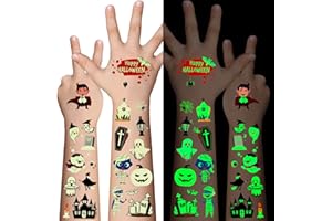 AWINMAY Awinway Leuchtende Halloween Tattoo Kinder - 360 Stücke Feiertag temporäre Tattoo Aufkleber für Jungen Mädchen,Bulk Halloween Preise Süßes oder Saures Party Bevorzugung Goody Bag Stuffers 20 Blätter