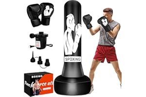 JUOIFIP Stehender Boxsack für Erwachsene 70" - Schwerer Boxsack mit Boxhandschuhen und elektrischer Luftpumpe, Männer und Frauen Stehen Kickbox-Taschen für das Training von MMA, Muay Thai, Fitness-Anfänger.