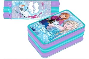 Cerdà Astuccio scuola, Frozen 3 zip Multiscomparto completo 44 pezzi colori giotto, Rosa Bambina Back to School