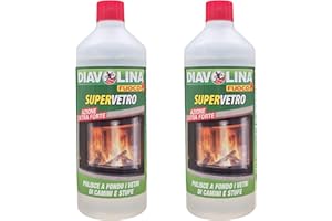 FEI FAN Supervetro, Pulisce a Fondo i Vetri di Camini e Stufe, Azione Extra Forte, Formato da 1000ml (2 Unità)
