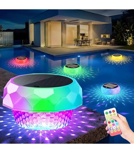 Set di 2 luci galleggianti per piscina RGB, lampada da giardino girasole ad energia solare, luci per stagno LED impermeabili IP68 con telecomando | Leroy Merlin