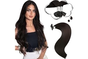 Moresoo Extension Keratine Cheveux Naturel Extension de Cheveux à Chaud Brun le Plus Foncé U Tip Extension Naturel Humain Lisse #2 22 Pouce/55 cm,50 Mèche 50g/Paquet