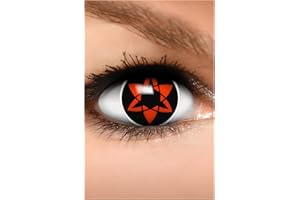 FUNZERA Lentilles de Contact Colorées pour Cosplay, Lentilles à Motif Doux pour Déguisement, Usage Unique - SANS CORRECTION, 2pcs 1 Paire - Déguisement en Éternelle Mangekyou
